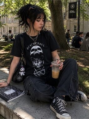🖤 Blackcraft Cult Salem Cat Skull Graphic Tee 🖤